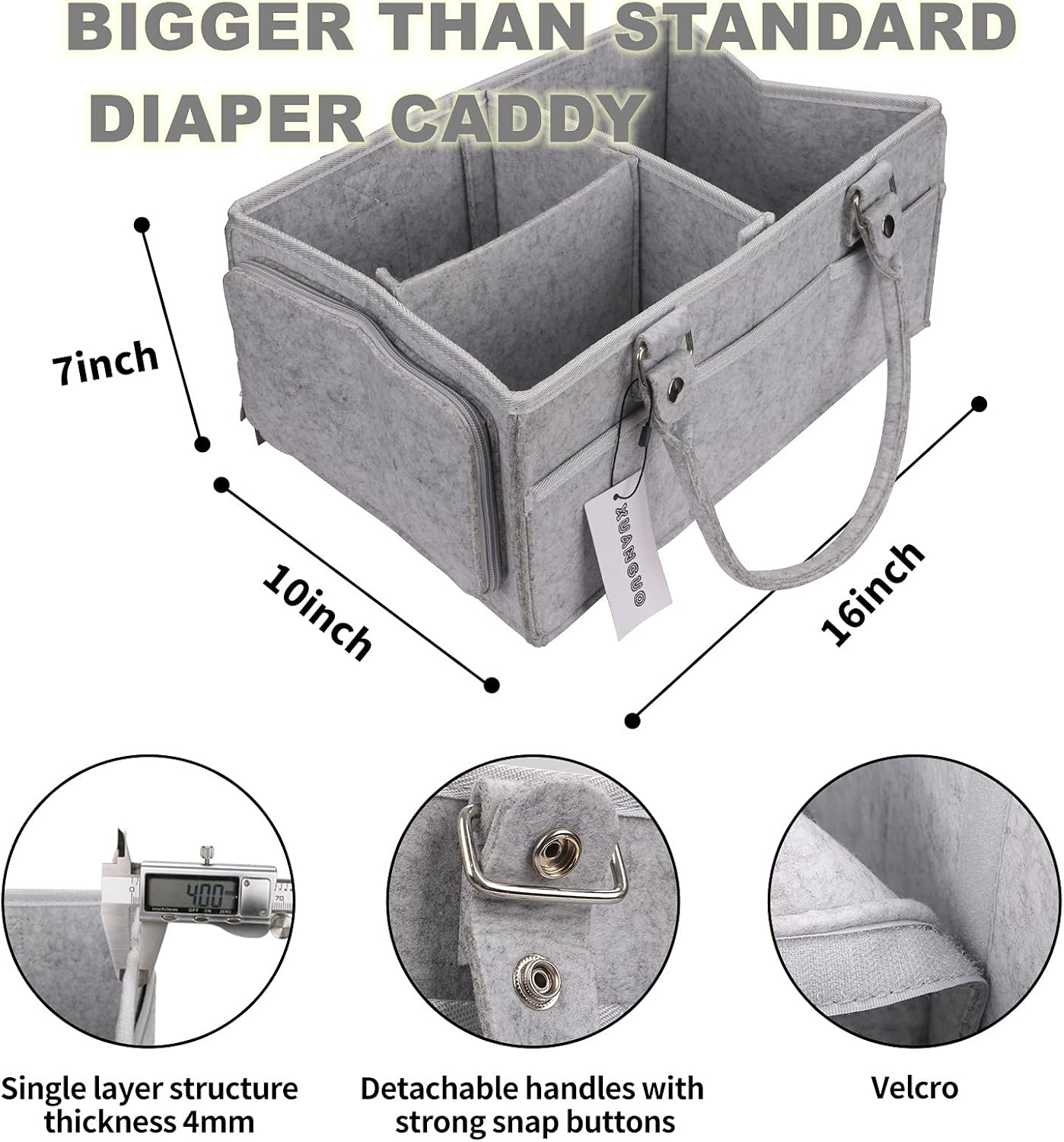 Foldable Baby Diaper Caddy Organizer - Portable Storage for Nursery, Changing Table & Car - Waterproof Liner