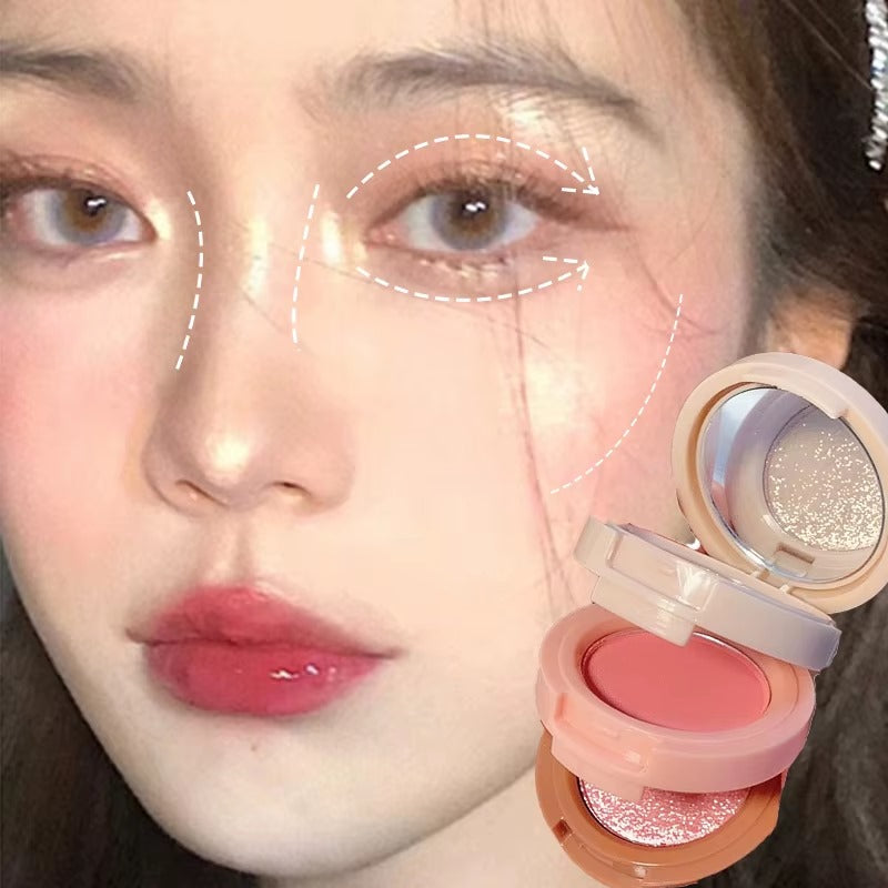 3-in-1 Matte Highlighter Blush Palette for Face & Eyes