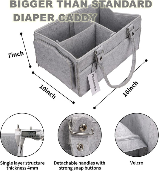 Foldable Baby Diaper Caddy Organizer - Portable Storage for Nursery, Changing Table & Car - Waterproof Liner