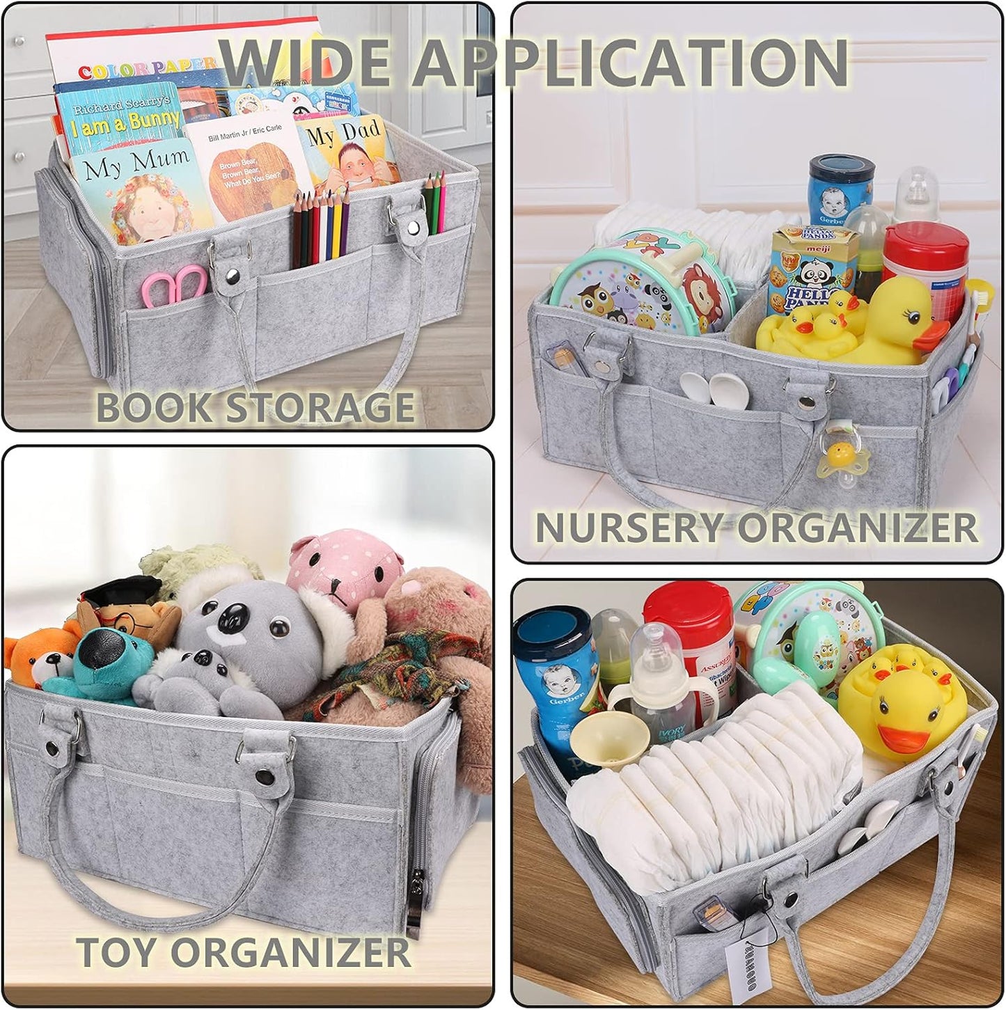 Foldable Baby Diaper Caddy Organizer - Portable Storage for Nursery, Changing Table & Car - Waterproof Liner